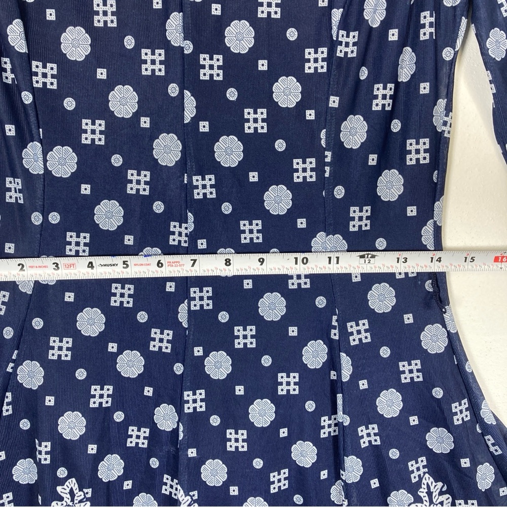 Haani Midi Dress Fit & Flare mesh Navy Blue Petite Small Boho Bohemian - Picture 9 of 16